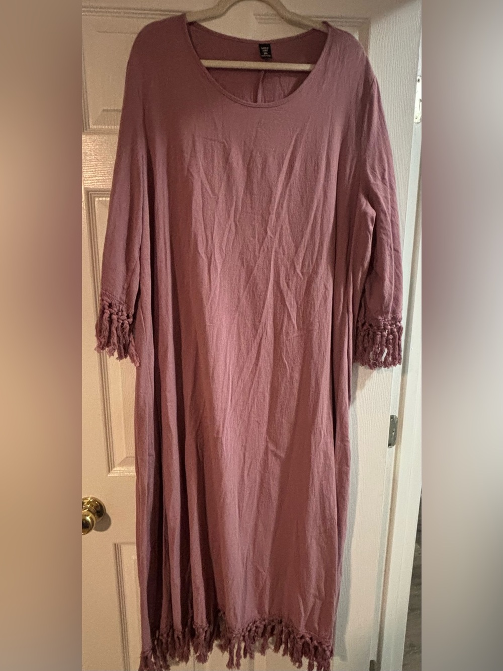 SHEIN Mauve Fringe-Sleeve Maxi Dress